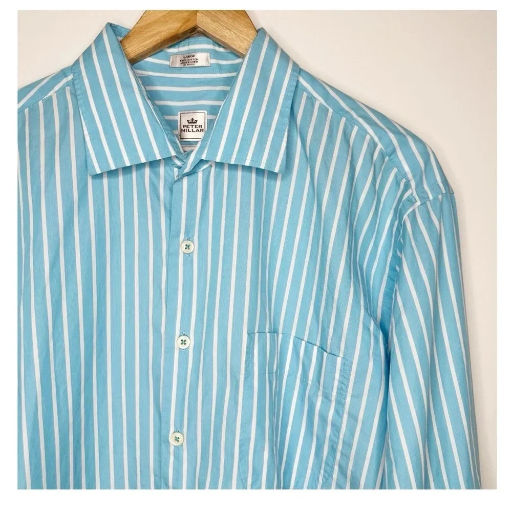 Peter Millar Stripe Weekender Wash Button Down Shirt Size Large